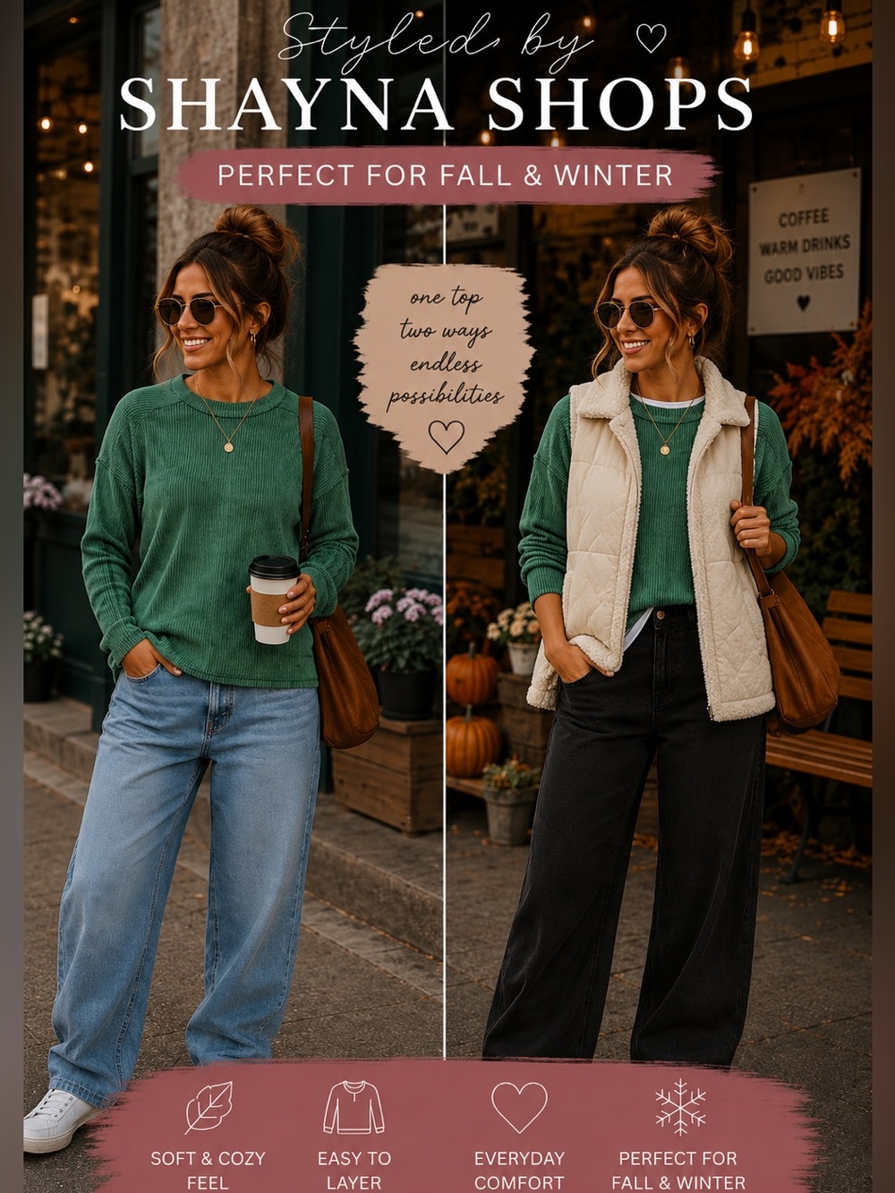 Zenana Cozy Ribbed Long Sleeve - Green